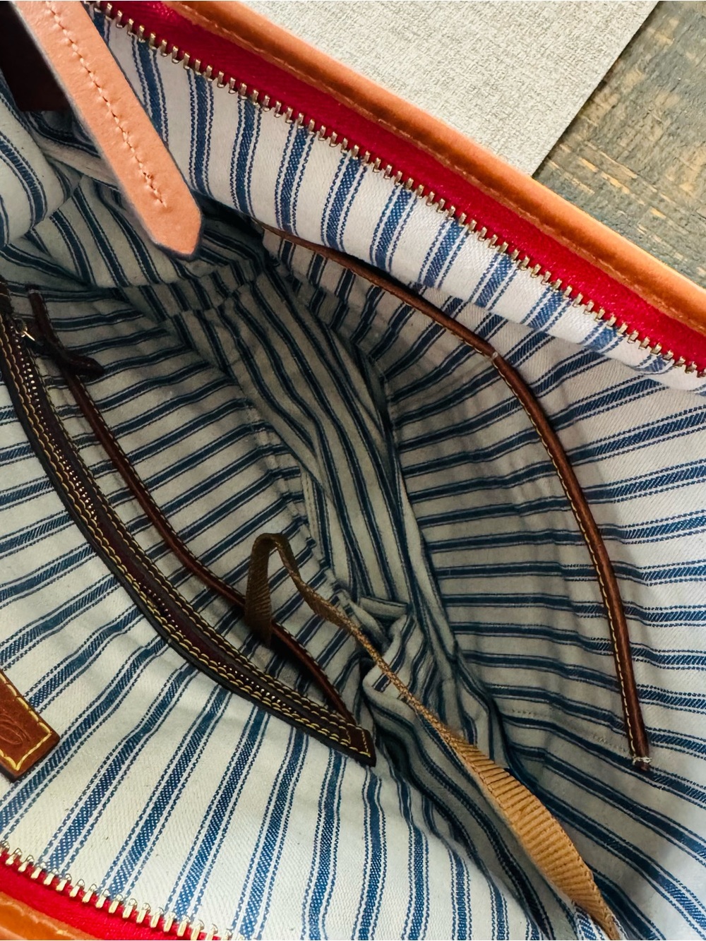 Dooney & Bourke Wayfarer Aqua Nylon Shoulder Hobo with Brown Leather Trim - Picture 7 of 9